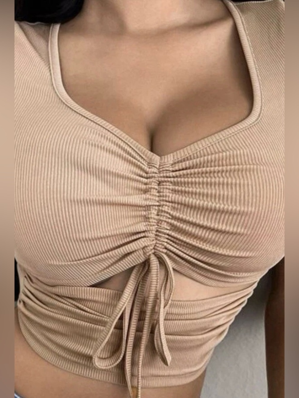 NWT Shein SXY Beige Crop Top Brand New Sizes S M